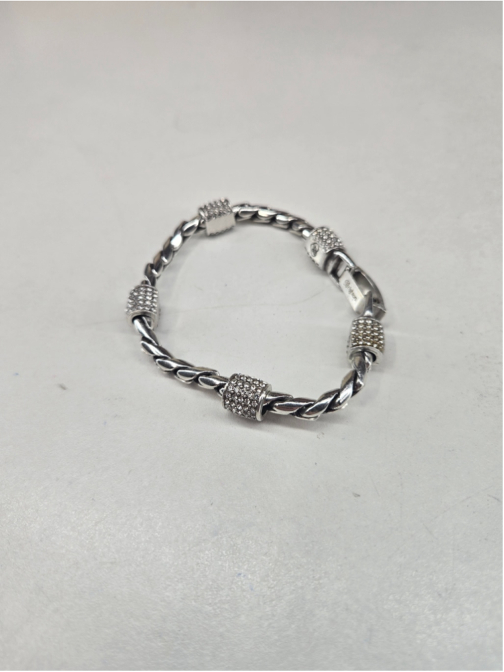 Brighton Meridian Bracelet Braided Silver Tone Clear Crystal Stations Sparkly - Picture 7 of 7